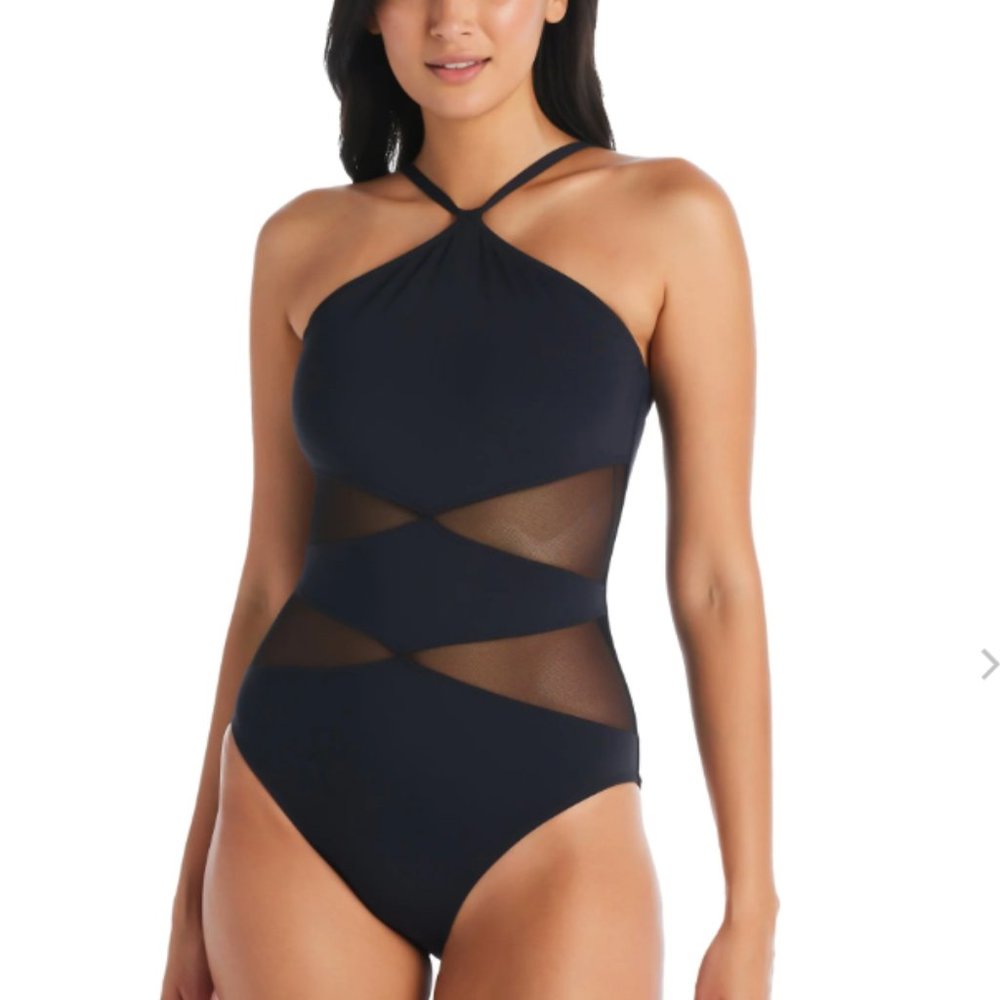 DON'T MESH WITH ME DIAMOND HIGH NECK ONE PIECE SWIMSUIT